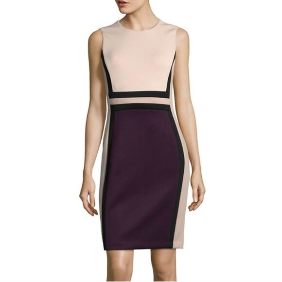 Calvin Klein Dresses & Skirts - Calvin Klein Cream and Purple Midi Dress